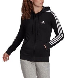 Adidas classic three-stripe Women's full zipper Black Hoodie in size Med…